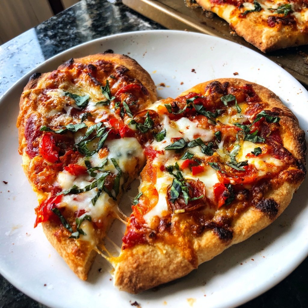 Valentins-Pizza in Herzform