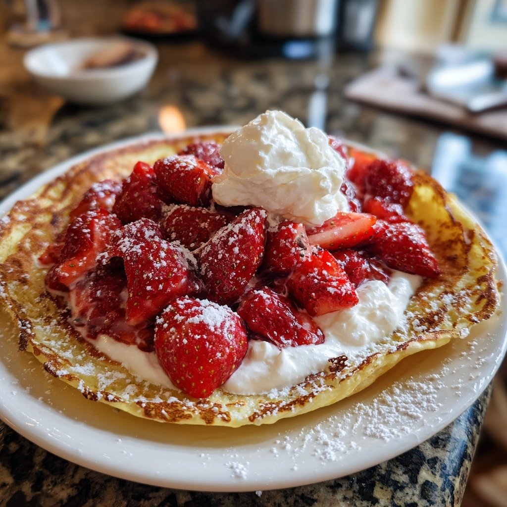 Pfannkuchen mit Erdbeerquark