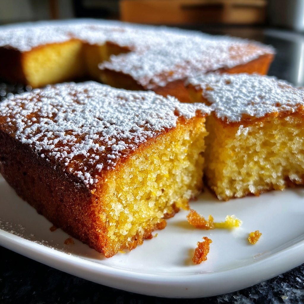 Zitronenkuchen mit Puderzucker